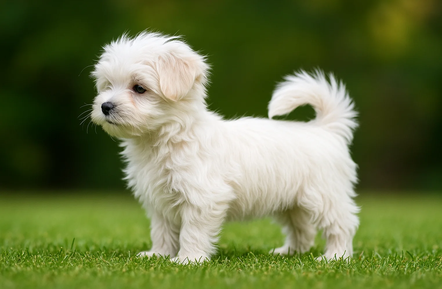 &Ccedil;imende ayakta duran maltese yavrusu
