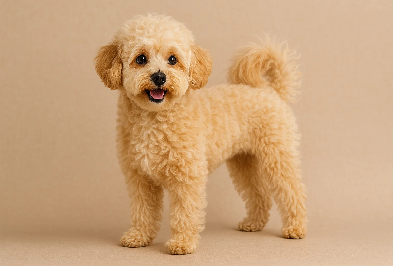 Ayakta duran krem renk maltipoo