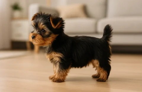 Duran bir Yorkshire Terrier yavrusu