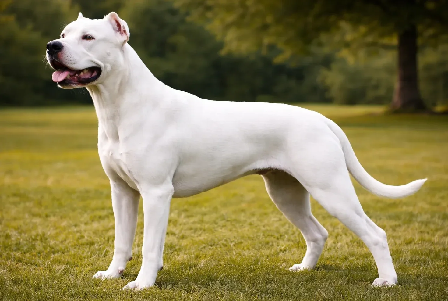 &Ccedil;imlerde ayakta durarak sol tarafa bakan dogo argentino