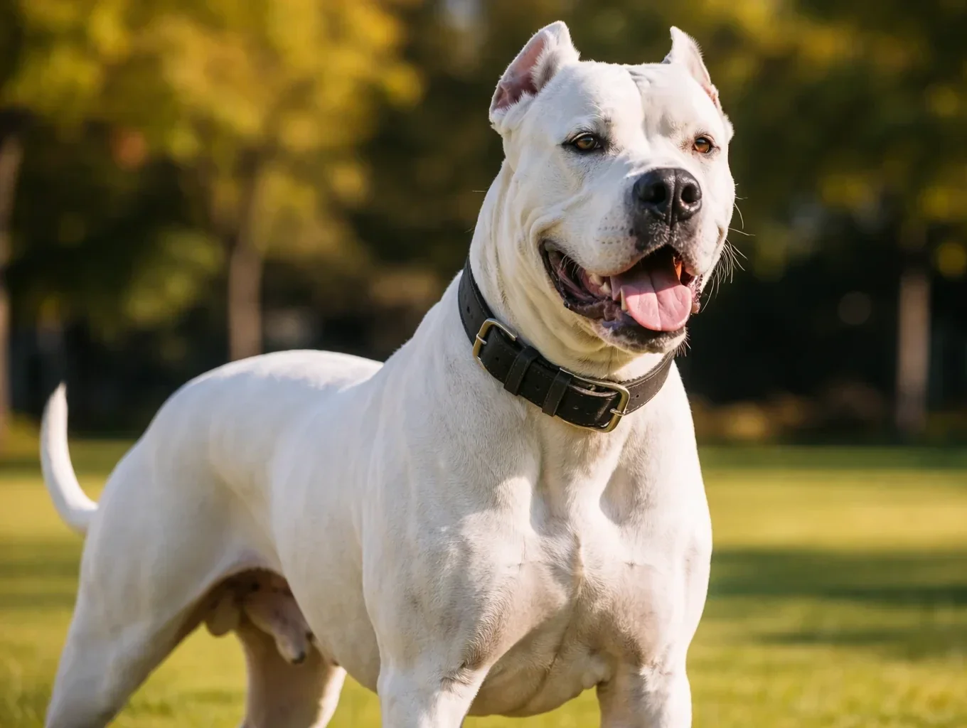 &Ccedil;imlerde ayakta duran dogo argentino k&ouml;pek