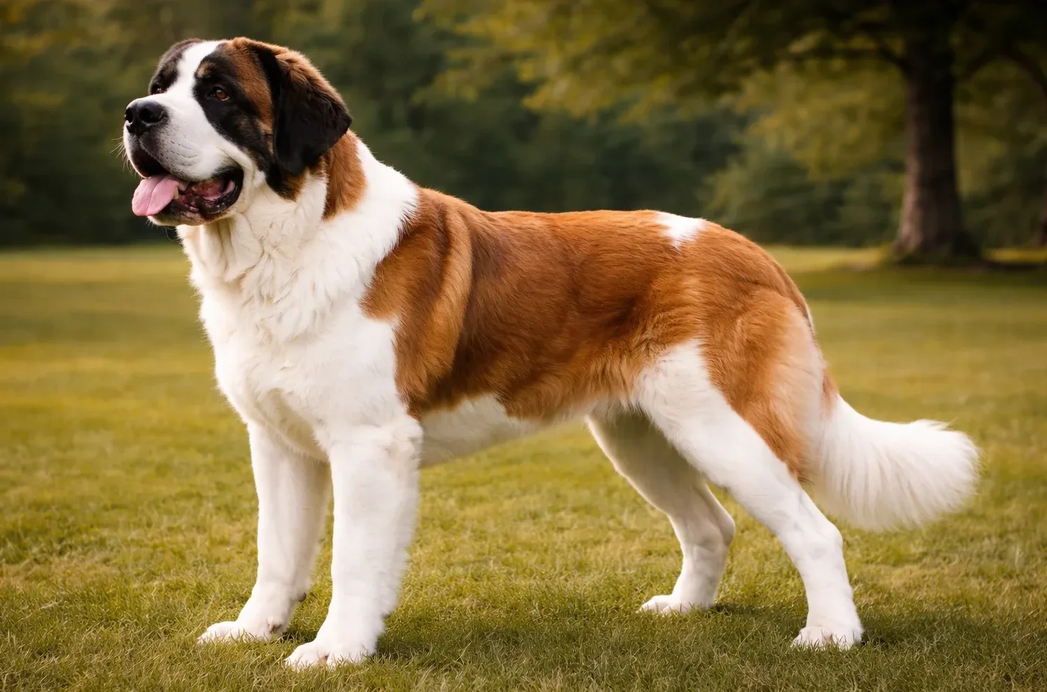 &Ccedil;imlerde ayakta sol tarafa bakan bir saint bernard