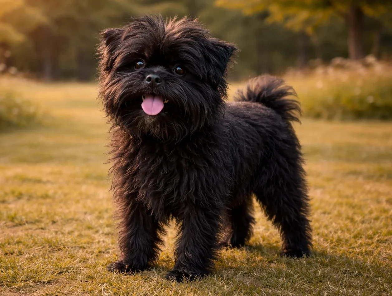 &Ccedil;ayırda ayakta kameraya bakan bir Affenpinscher