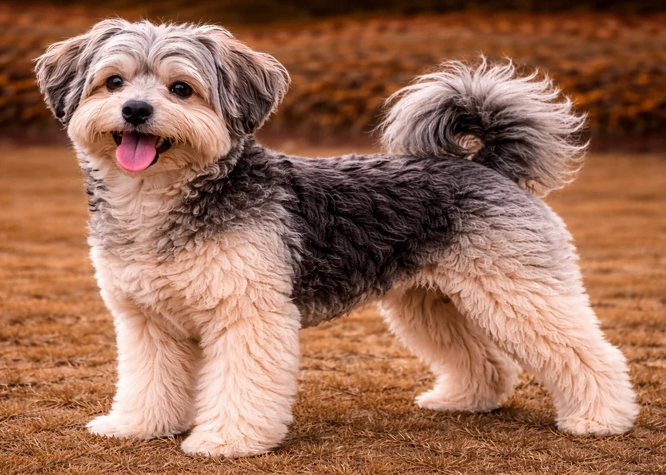 &Ccedil;ayırda ayakta duran yorkipoo k&ouml;pek
